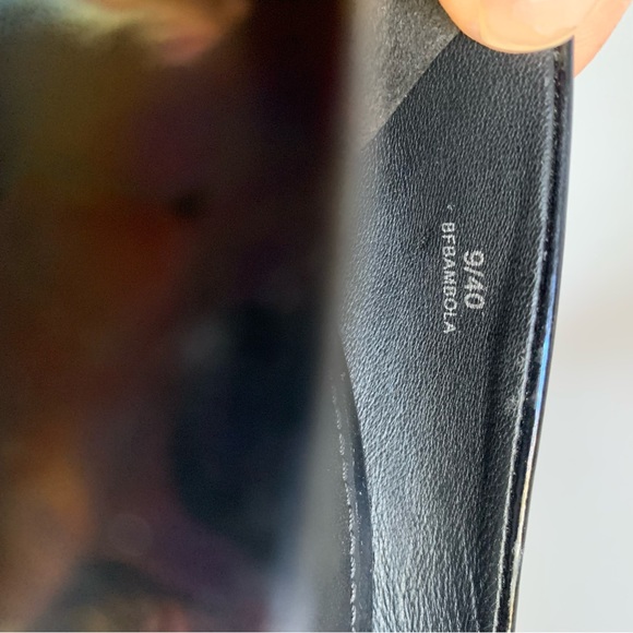 Brian Atwood Bambola iridescent patent leather Peep toe high heel Adriadic Black - Picture 7 of 13